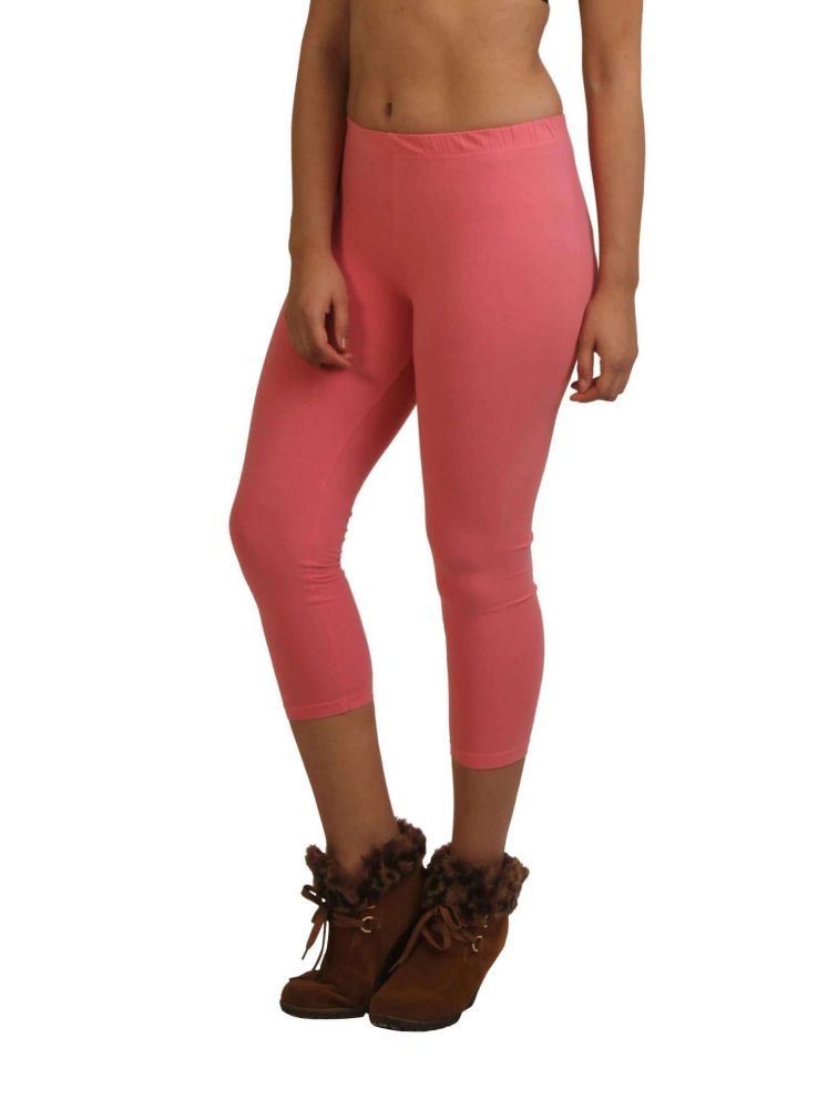 Picture of Frenchtrendz Cotton Spandex Light Coral Leggings Capris