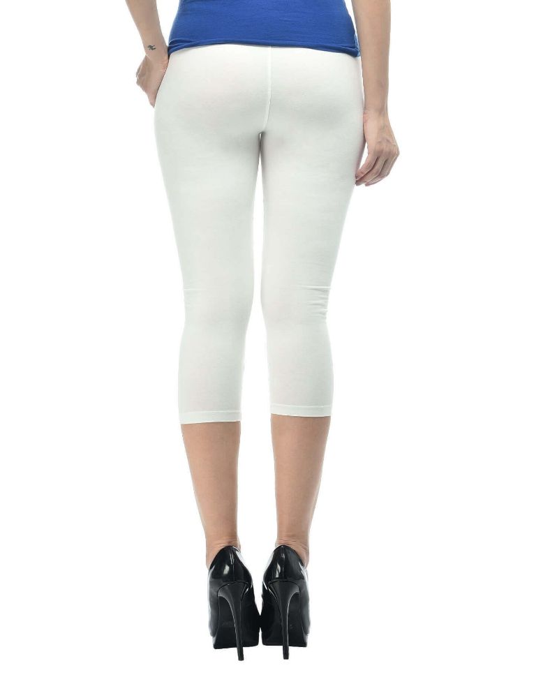 Picture of Frenchtrendz Cotton Spandex Ivory Leggings Capri