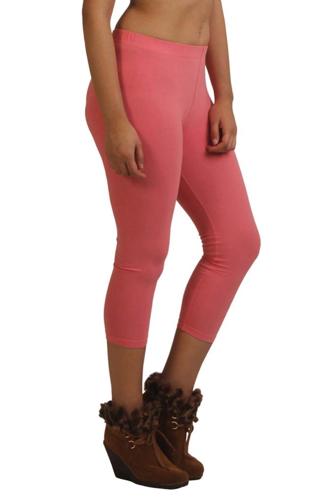 Picture of Frenchtrendz Cotton Spandex Light Pink Leggings Capri