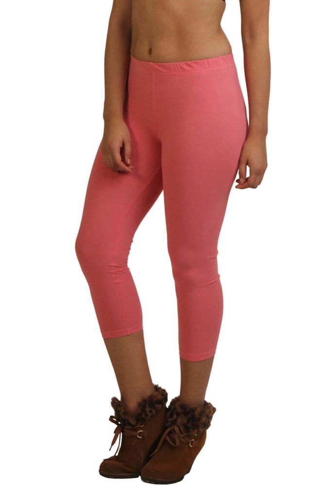Picture of Frenchtrendz Cotton Spandex Light Pink Leggings Capri