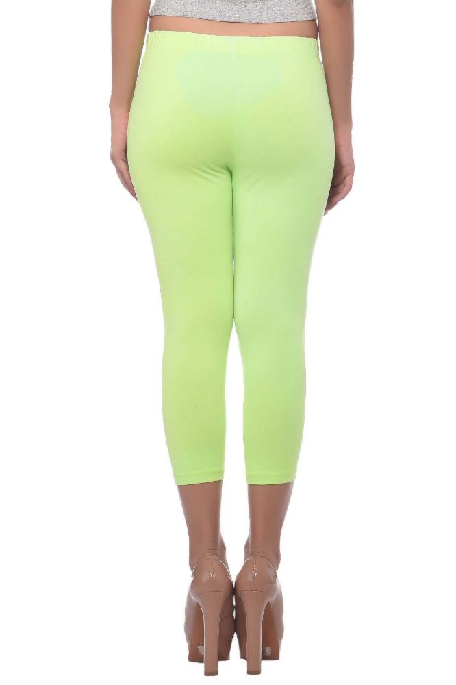 Picture of Frenchtrendz Cotton Spandex Neon Green Leggings Capri