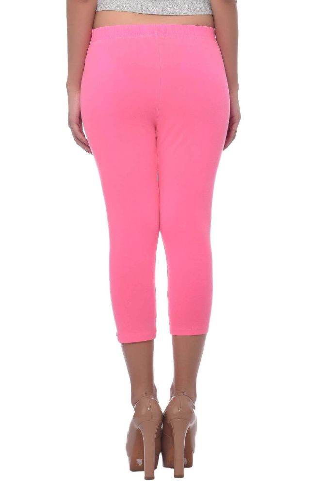 Picture of Frenchtrendz Cotton Spandex Neon Pink Leggings Capri