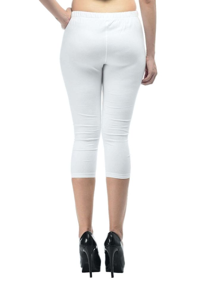 Picture of Frenchtrendz Cotton Spandex White Leggings Capris