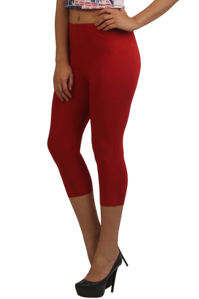 Picture of Frenchtrendz Modal Spandex Maroon Leggings Capris