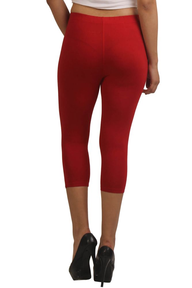Picture of Frenchtrendz Modal Spandex Maroon Leggings Capris