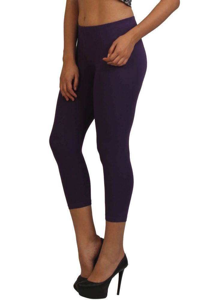 Picture of Frenchtrendz Modal Spandex Purple Leggings Capri