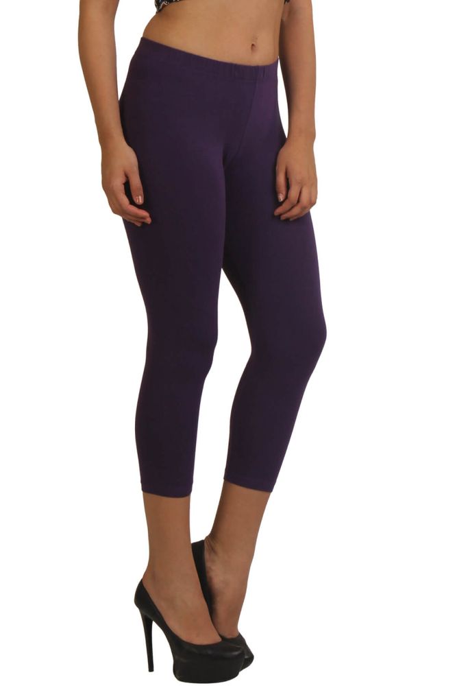 Picture of Frenchtrendz Modal Spandex Purple Leggings Capri