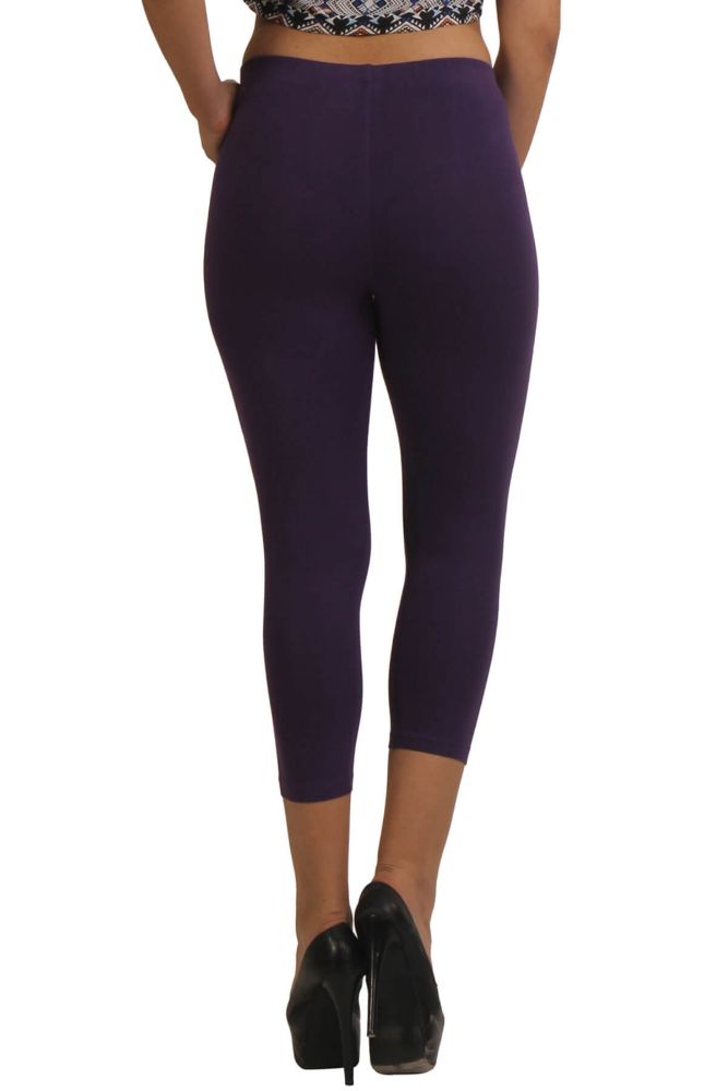 Picture of Frenchtrendz Modal Spandex Purple Leggings Capri