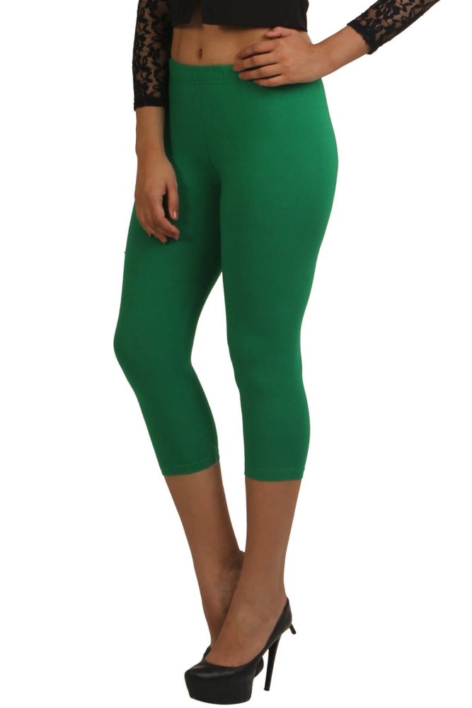 Picture of Frenchtrendz Modal Spandex Green Leggings Capri