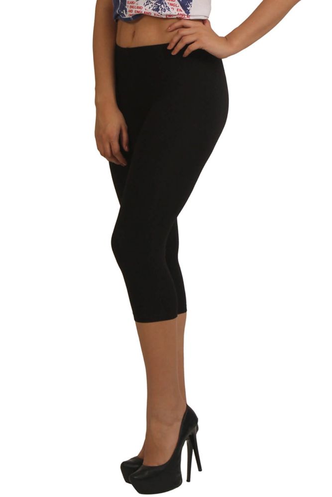 Picture of Frenchtrendz Modal Spandex Black Leggings Capri