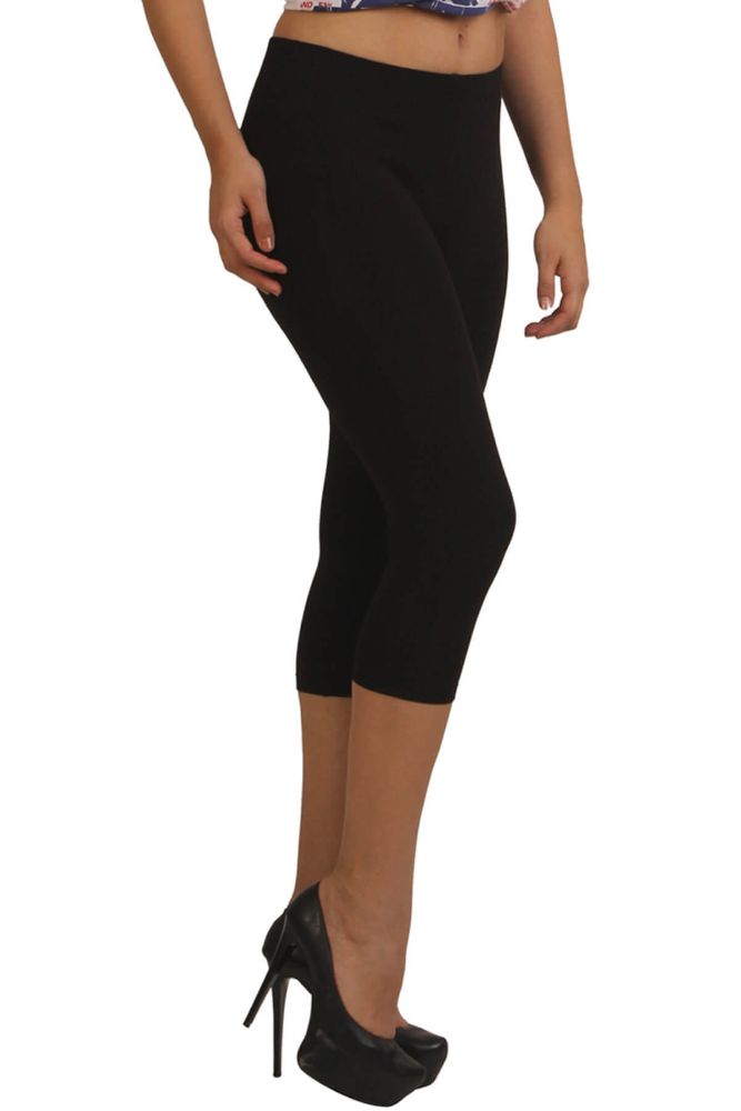 Picture of Frenchtrendz Modal Spandex Black Leggings Capri