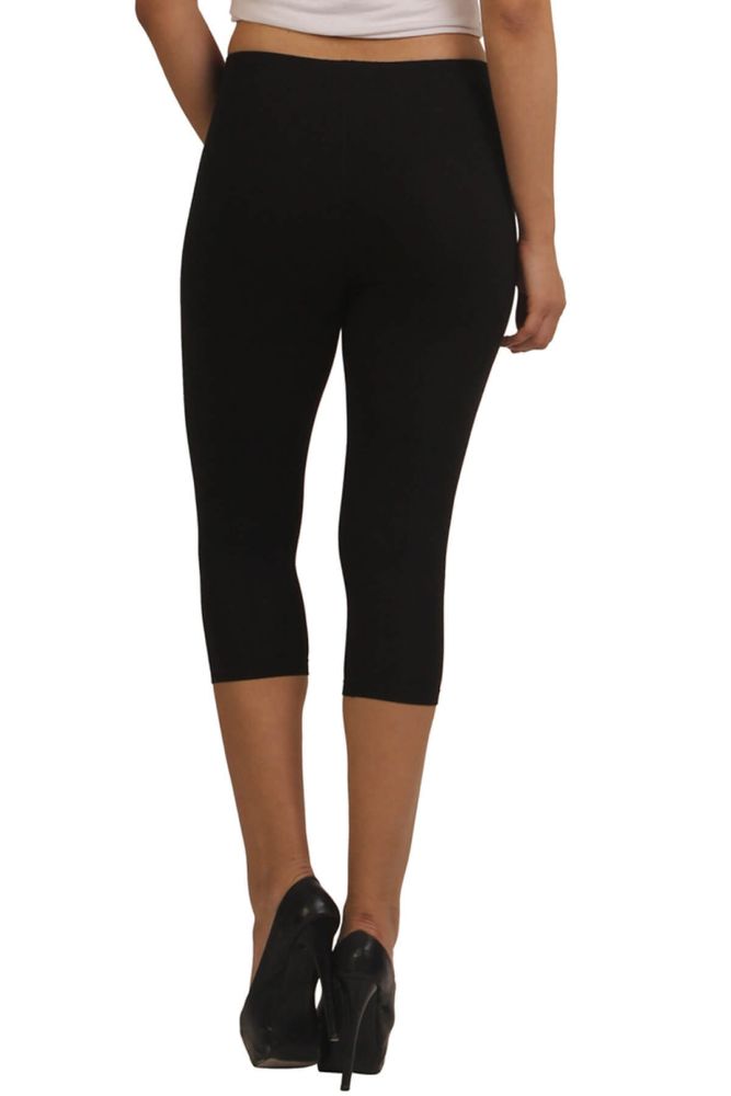 Picture of Frenchtrendz Modal Spandex Black Leggings Capri