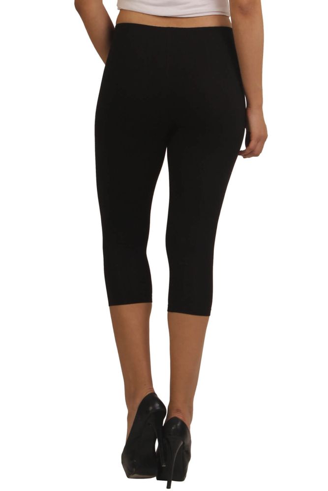 Picture of Frenchtrendz Viscose Spandex Black Leggings Capri