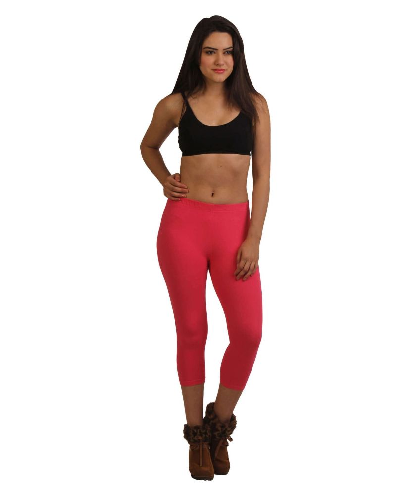 Picture of Frenchtrendz Cotton Spandex Dark Pink Leggings Capri