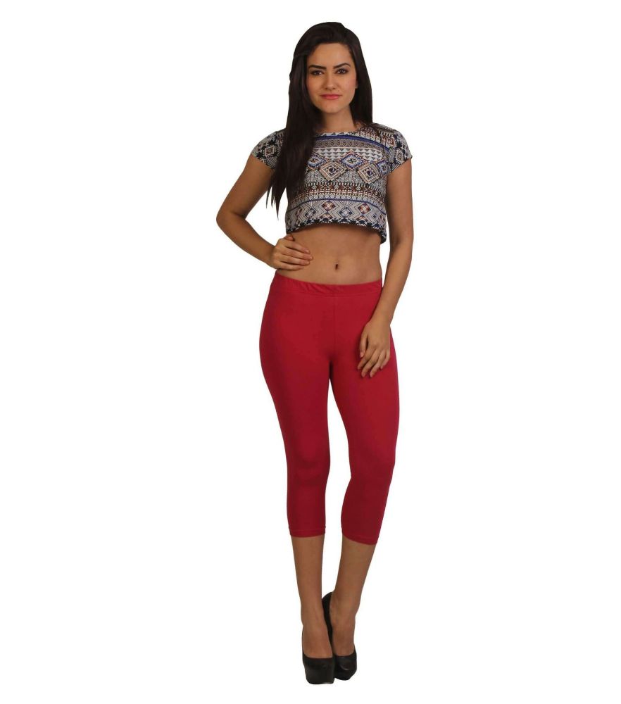 Picture of Frenchtrendz Cotton Spandex Dark Fuchsia Leggings Capri