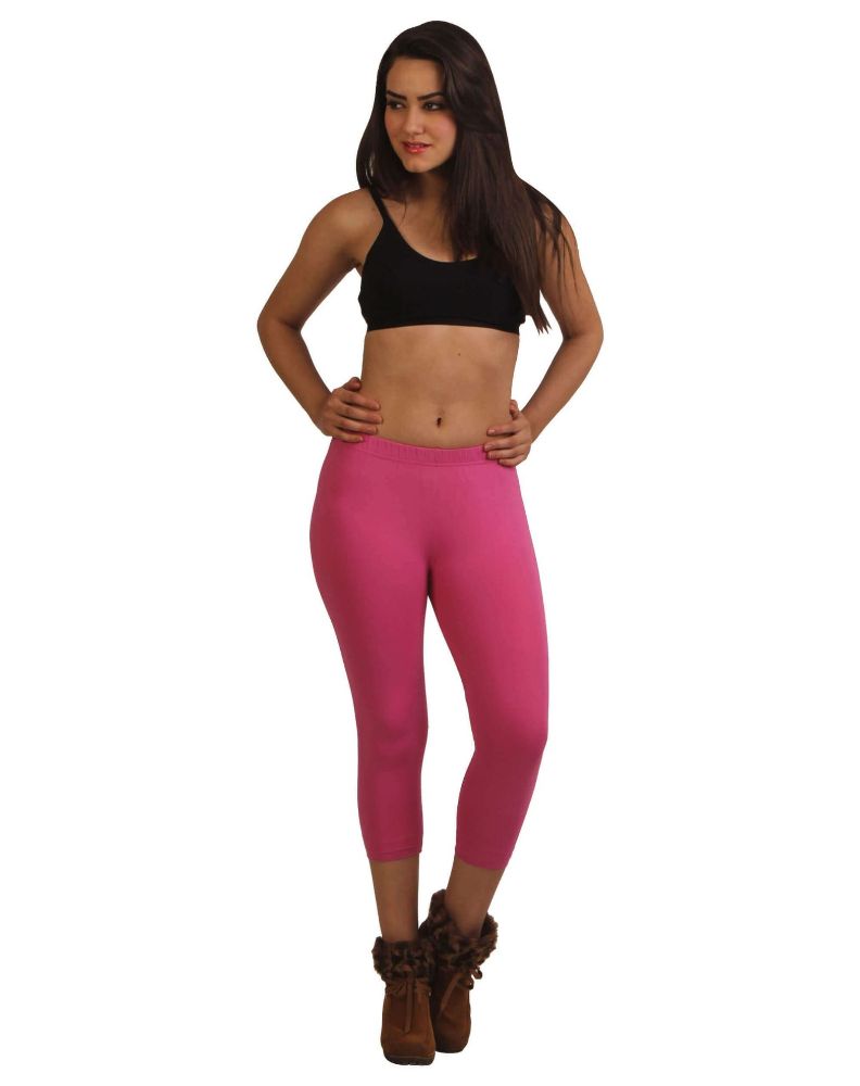 Picture of Frenchtrendz Cotton Spandex Pink Leggings Capri