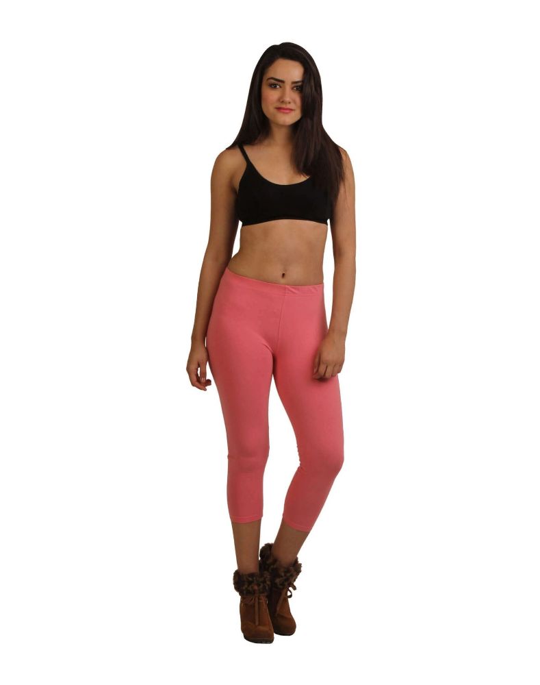 Picture of Frenchtrendz Cotton Spandex Light Coral Leggings Capris
