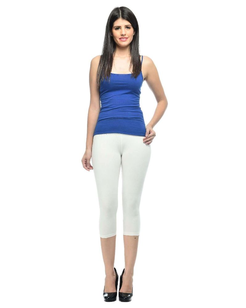 Picture of Frenchtrendz Cotton Spandex Ivory Leggings Capri