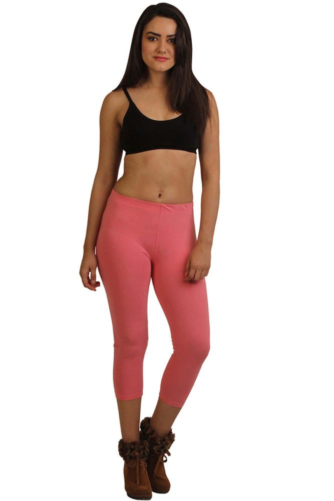 Picture of Frenchtrendz Cotton Spandex Light Pink Leggings Capri