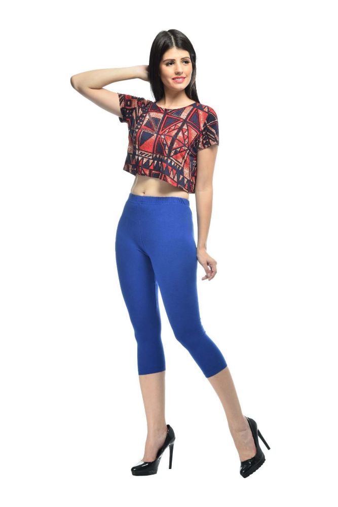Picture of Frenchtrendz Cotton Spandex Ink Blue Leggings Capri