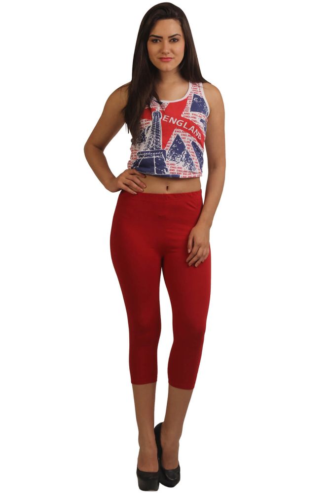 Picture of Frenchtrendz Modal Spandex Maroon Leggings Capris
