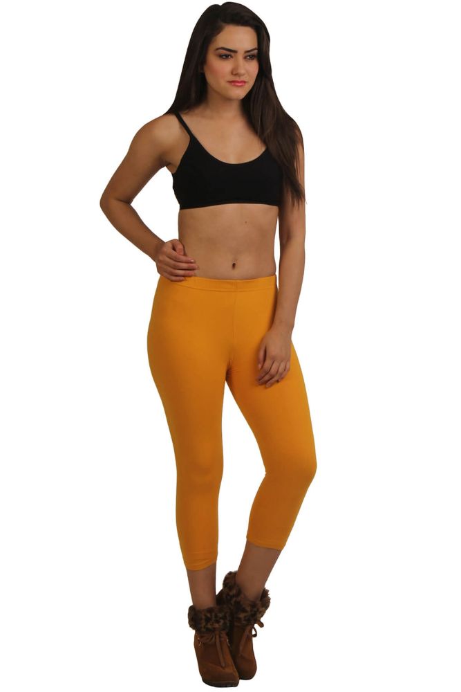 Picture of Frenchtrendz Modal Spandex Mustard Leggings Capris