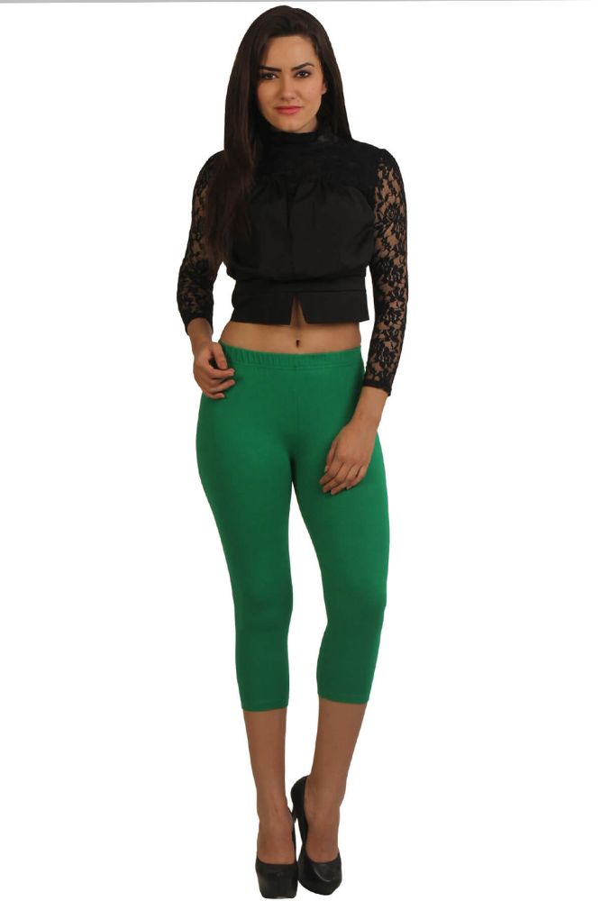 Picture of Frenchtrendz Modal Spandex Green Leggings Capris