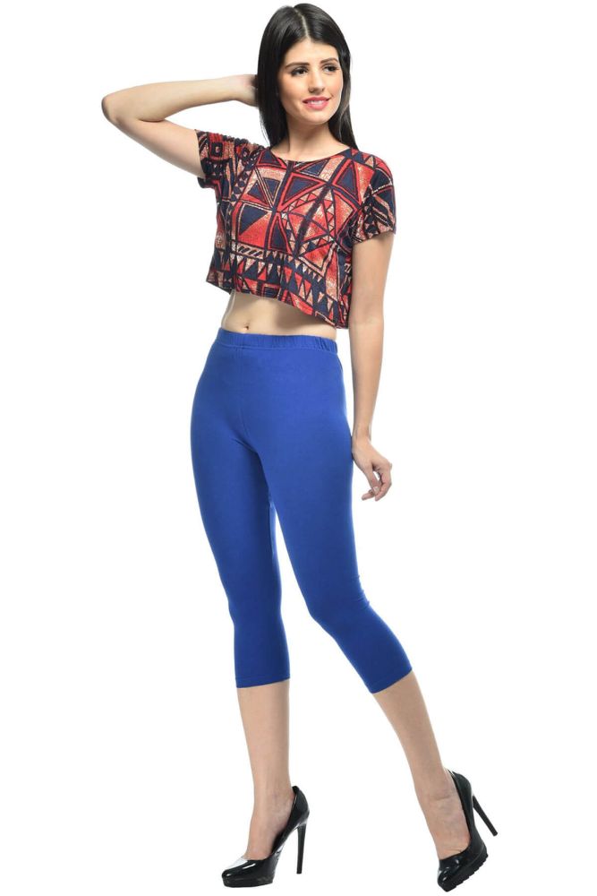 Picture of Frenchtrendz Modal Spandex Ink Blue Leggings Capris
