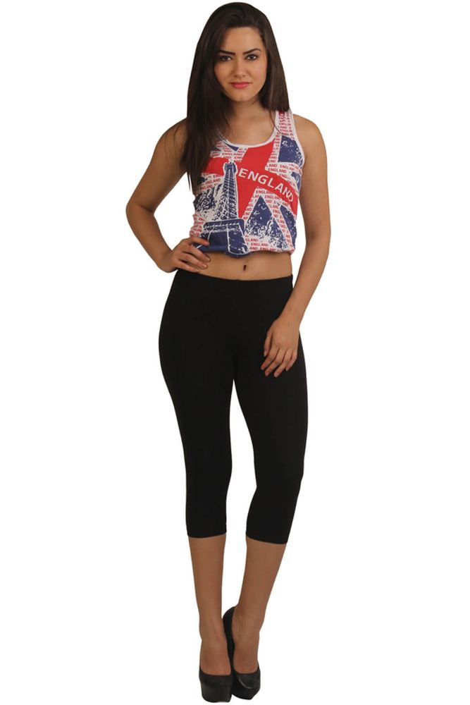 Picture of Frenchtrendz Modal Spandex Black Leggings Capri