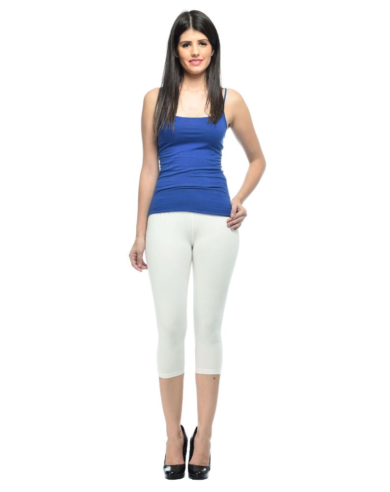 Picture of Frenchtrendz Viscose Spandex Ivory Leggings Capri
