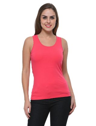 Picture of Frenchtrendz Cotton Spandex Dark Pink Medium Length Tank Tops