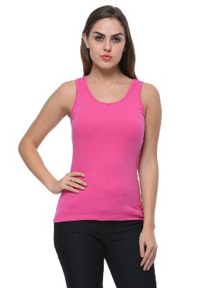 Picture of Frenchtrendz Cotton Spandex Pink Medium Length Tank Top
