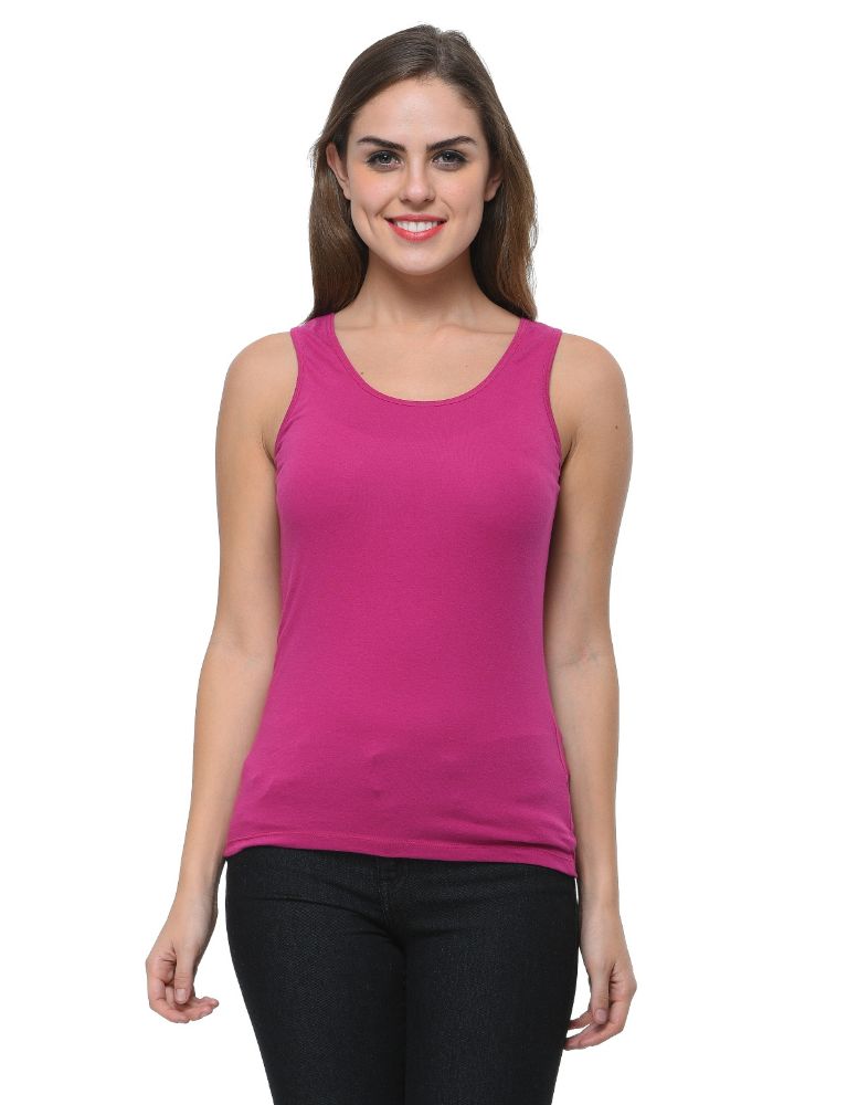 Picture of Frenchtrendz Cotton Spandex Voilet Medium Length Tank Top