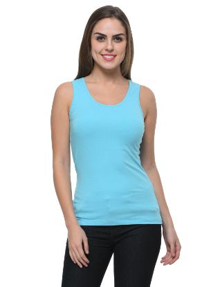 Picture of Frenchtrendz Cotton Spandex Sky Blue Medium Length Tank Tops