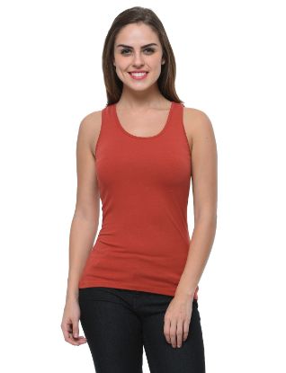 Picture of Frenchtrendz Cotton Spandex Dark Rust Medium Length Tank Tops