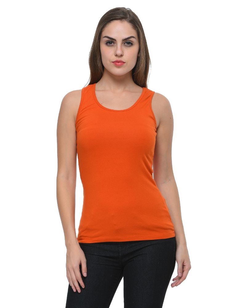 Picture of Frenchtrendz Cotton Spandex Rust Medium Length Tank Tops