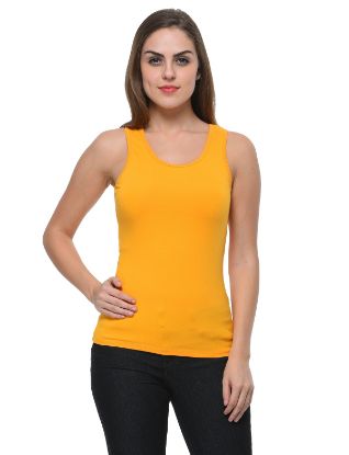 Picture of Frenchtrendz Cotton Spandex Light Mustard Medium Length Tank Tops