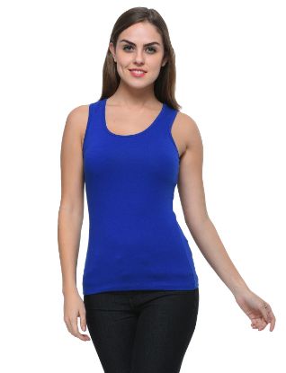 Picture of Frenchtrendz Cotton Spandex Ink Blue Medium Length Tank Tops