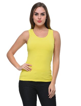 Picture of Frenchtrendz Cotton Spandex Neon Yellow Medium Length Tank Tops