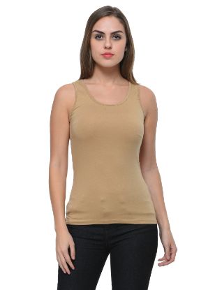 Picture of Frenchtrendz Cotton Spandex Dark Beige Medium Length Tank Tops