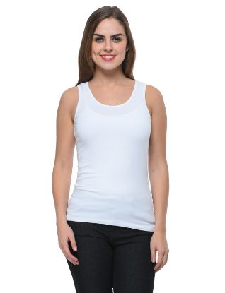 Picture of Frenchtrendz Cotton Spandex White Medium Length Tank Tops