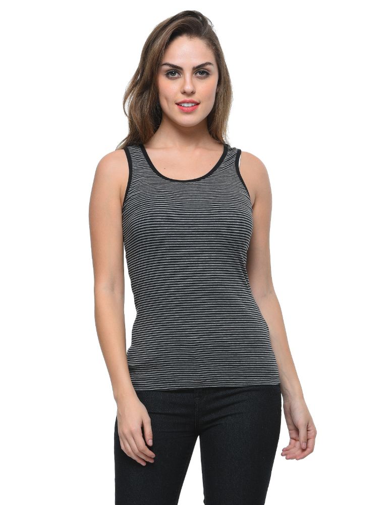 Picture of Frenchtrendz Cotton Spandex Stripe Medium Length Tank Tops