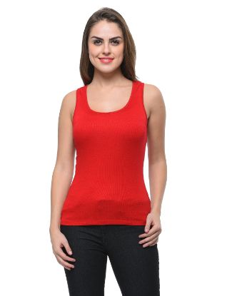 Picture of Frenchtrendz Rib Viscose Maroon Medium Length Tank Tops