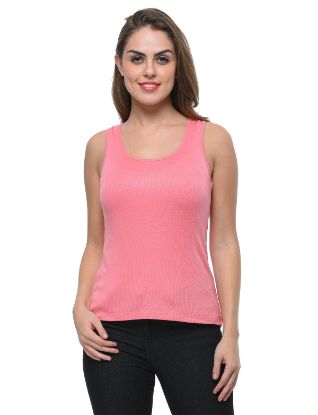 Picture of Frenchtrendz Rib Viscose Coral Medium Length Tank Tops