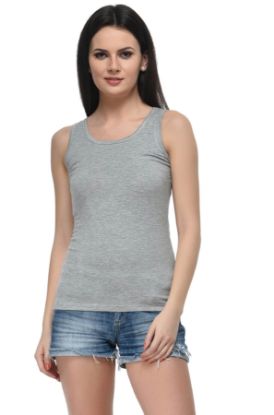 Picture of Frenchtrendz Viscose Spandex Grey Medium Length Tank Top