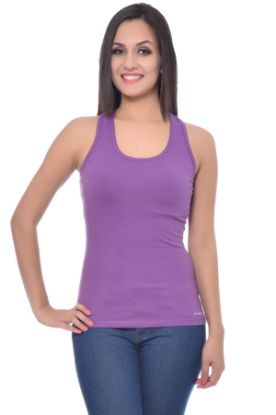 Picture of Frenchtrendz Cotton Spandex Light Purple Racer Back Tank Tops