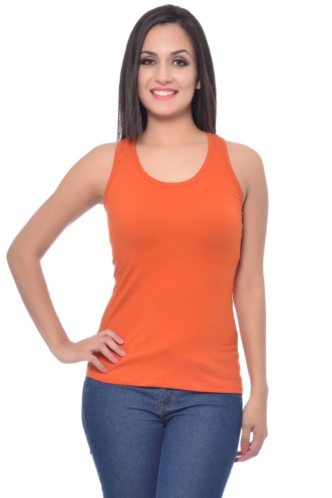 Picture of Frenchtrendz Cotton Spandex Rust Racer Back Tank Tops