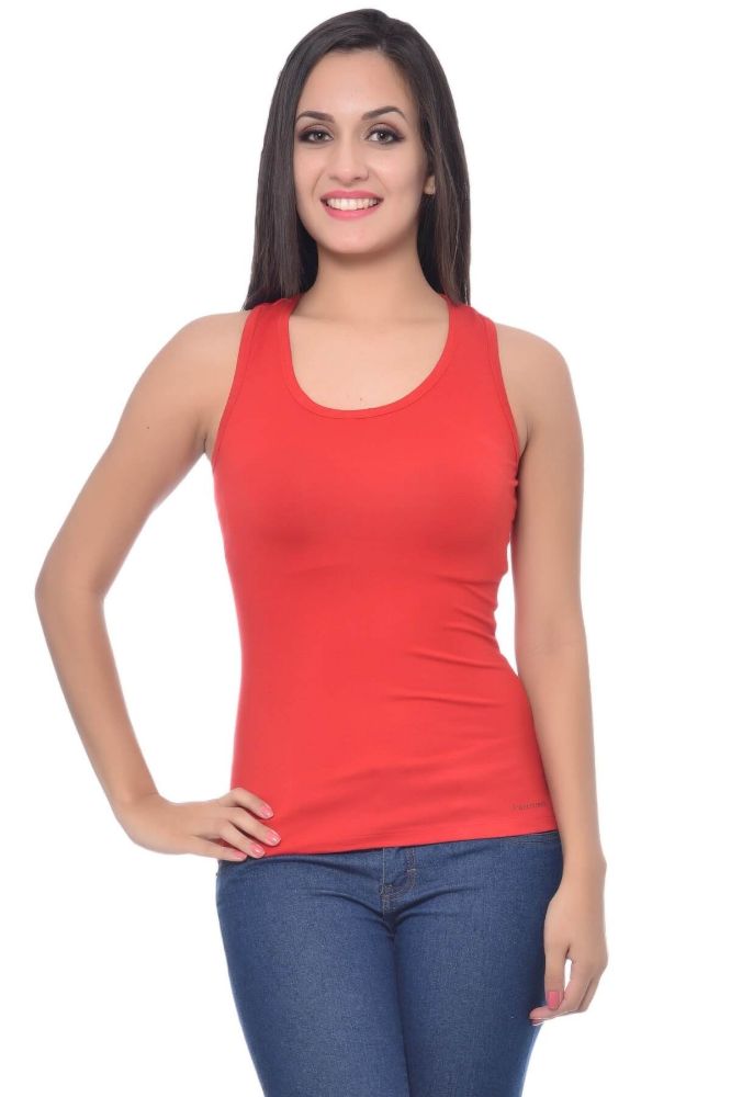 Picture of Frenchtrendz Modal Spandex Red Racer Back Medium Length Tank Tops