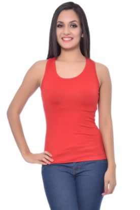 Picture of Frenchtrendz Modal Spandex Red Racer Back Medium Length Tank Tops
