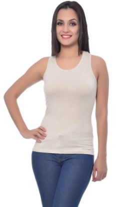 Picture of Frenchtrendz Modal Spandex Oatmeal Racer Back Medium Length Tank Tops